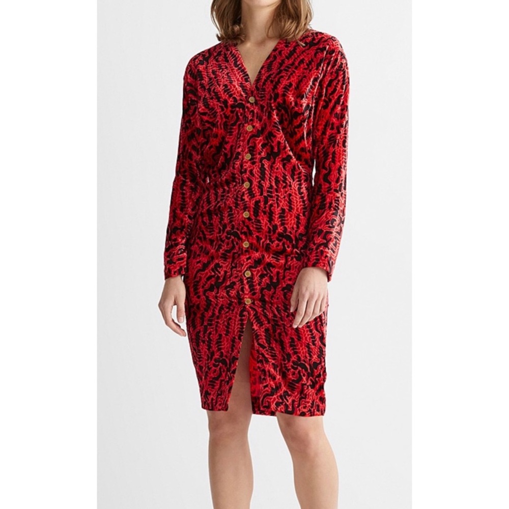 Vivienne Westwood Wilma Red Black Leopard Print Velvet Midi Dress
